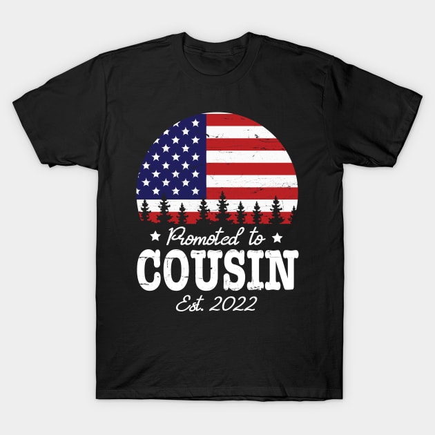 US Flag American Promoted To Cousin Est 2022 Sister Brother T-Shirt by bakhanh123